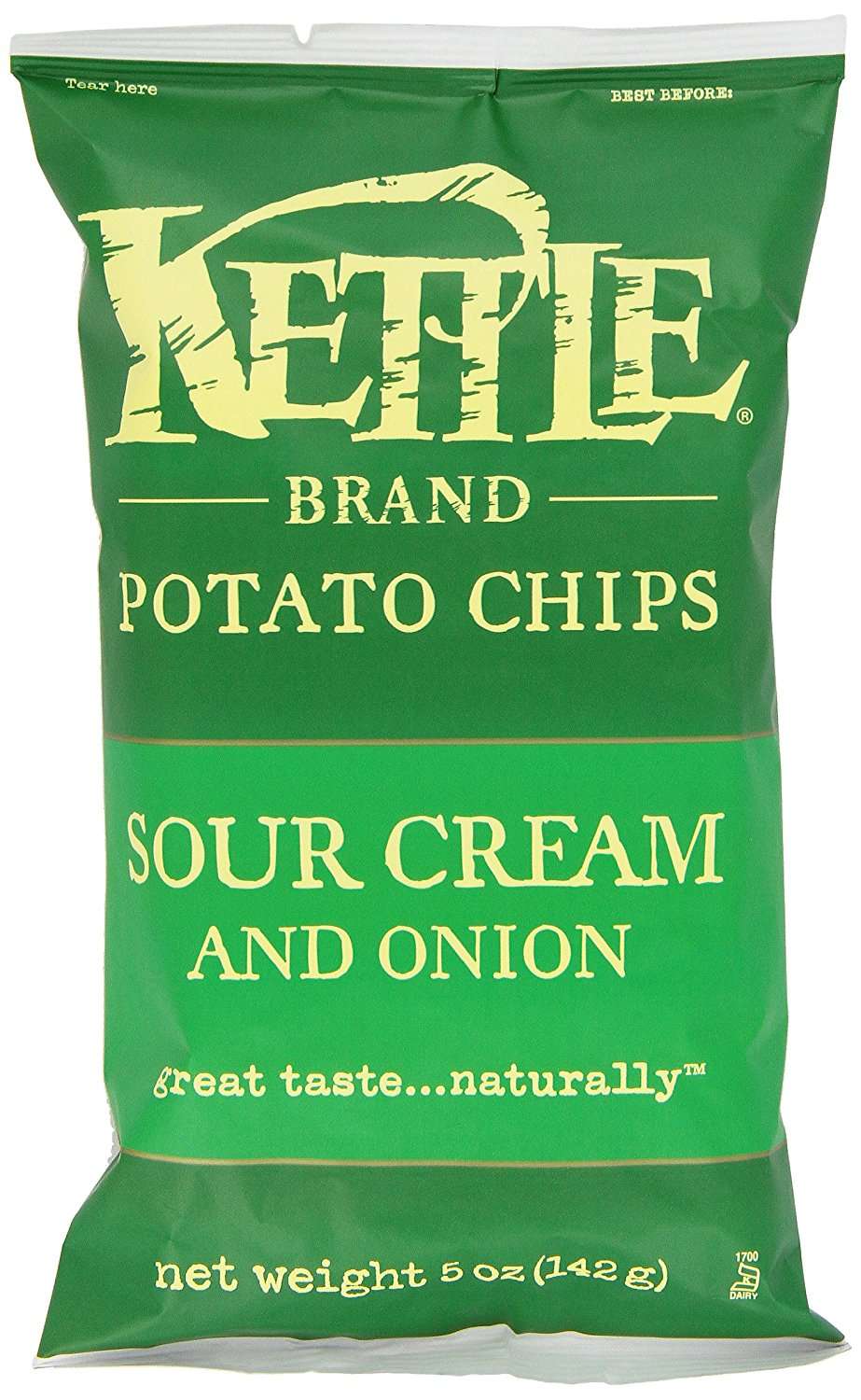 Kettle Foods, Potato Chips, Sour Cream and Onion, 5 Oz (141 G)