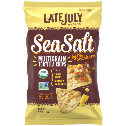 LATE JULY Snacks Multigrain Sea Salt by the Seashore Tortilla Chips  6 Oz. Bag
