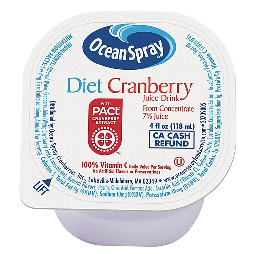 Ocean Spray Diet Cranberry Juice, 4 Oz, Pack of 48 Bottles