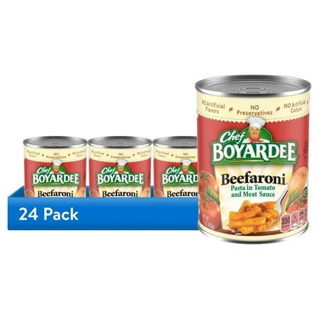 (24 Pack) Chef Boyardee Beefaroni in Tomato and Meat Sauce  Ready-to-Eat Meal  15 Oz. Can