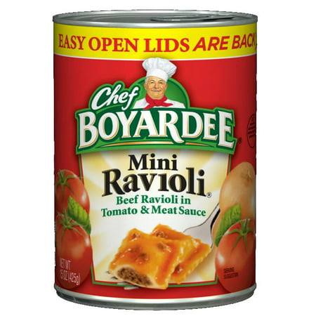 (24 Pack) Chef Boyardee Mini Ravioli  Beef Ravioli in Pasta Sauce  Ready-to-Eat Meal  15 Oz. Can