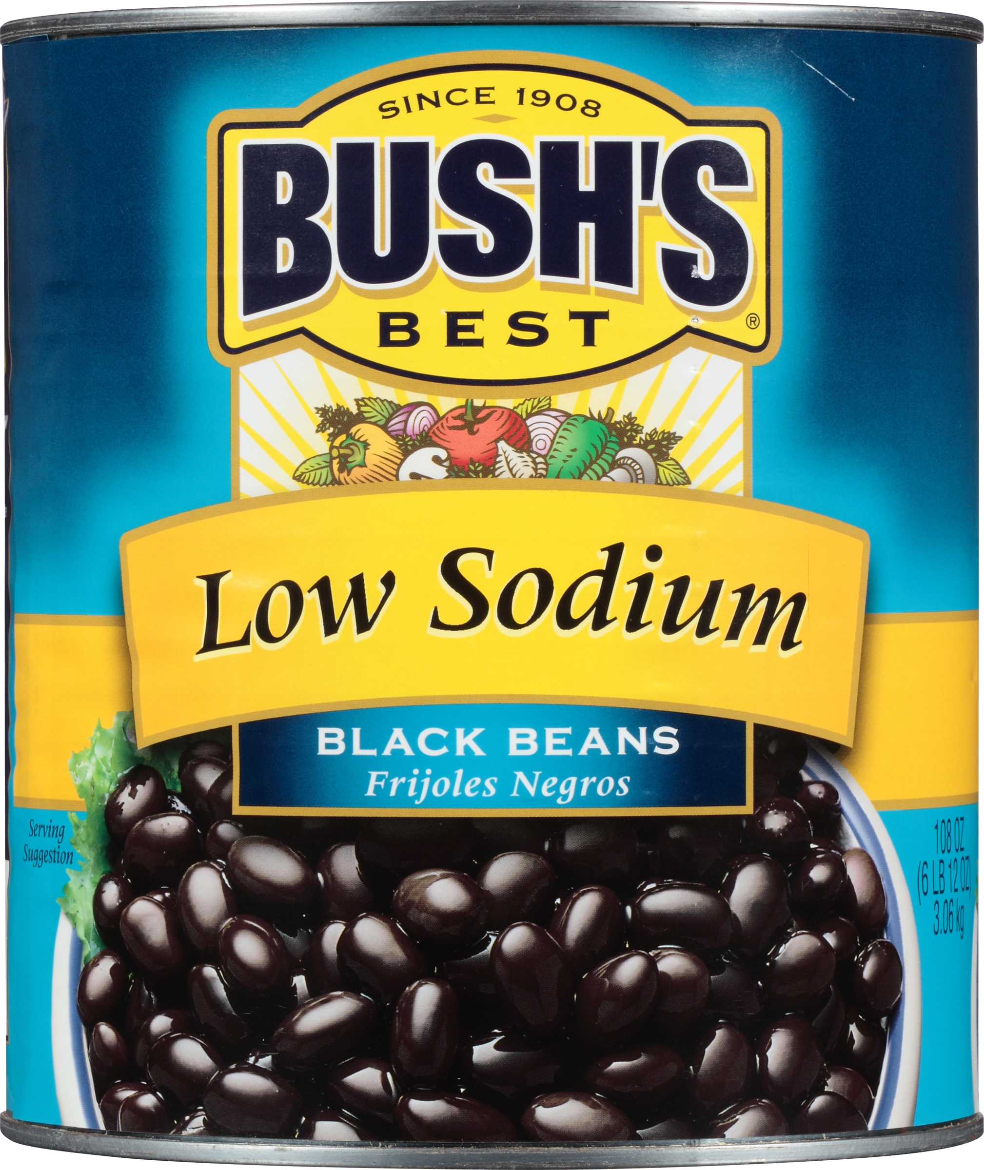 Bush's Best Low Sodium Black Beans #10 Can, PK6