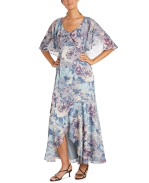 R & M Richards Floral-Print Capelet Dress