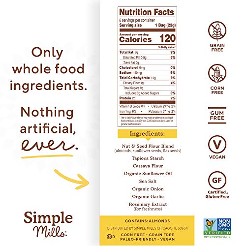 Simple Mills Almond Flour Crackers  Sea Salt Snack Packs  Gluten Free  Flax Seed  Sunflower Seeds  Corn Free  Good for Snacks  Great Stocking Stuffers thumbnail