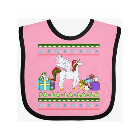 Inktastic Christmas Festive Unicorns Fa-La-La-La-La Gift Baby Boy or Baby Girl Bib