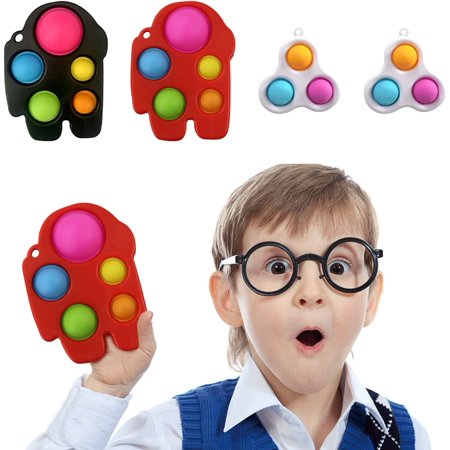 4 Pack Simple Dimple Fidget Toys Pop Its Toys Simple Dimple Fidget Popper for Adults and Kids,Portable Buckle Ring Stress Relief and Anti-Anxiety (1un