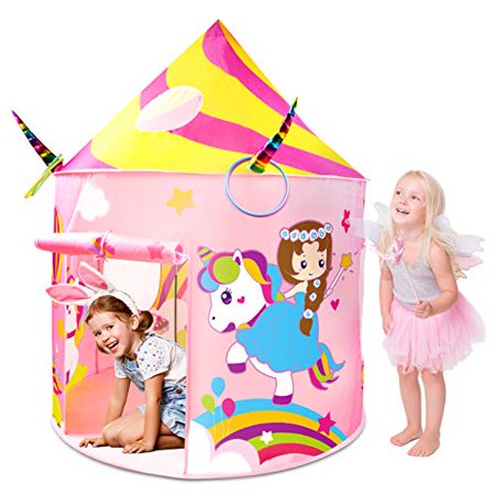 Kids Tent  Aywewii Play Tent for Kids  Unicorn Toys Princess Castle Play House Unicorn Girls Tent  Indoor Pop up Tent with Ring Toss  Cool Toys Gifts 