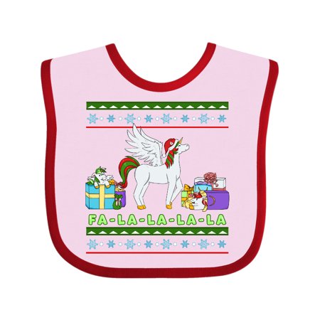 Inktastic Christmas Festive Unicorns Fa-La-La-La-La Gift Baby Boy or Baby Girl Bib