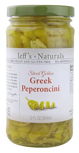 Jeff's GardenPatak, Sliced Golden Greek Pepperoncini, 12 Oz(Case of 6)