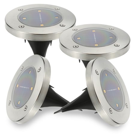 Tomshine 4Pcs Solar Powered Ground Light Outdoor Lamp Water-resistant 4 LED 40LM Path Garden Landscape Spike Lighting