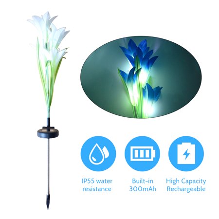Aibecy Solar Powered Flower LEDs RGB Light Lawn Lamp IP55 Water Resistance Built-in 300mAh High Capacity Rechargeable Cell for Outdoor Yard Patio Path