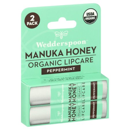 Wedderspoon Organic Manuka Honey Lip Balm, Peppermint - 2 Pk