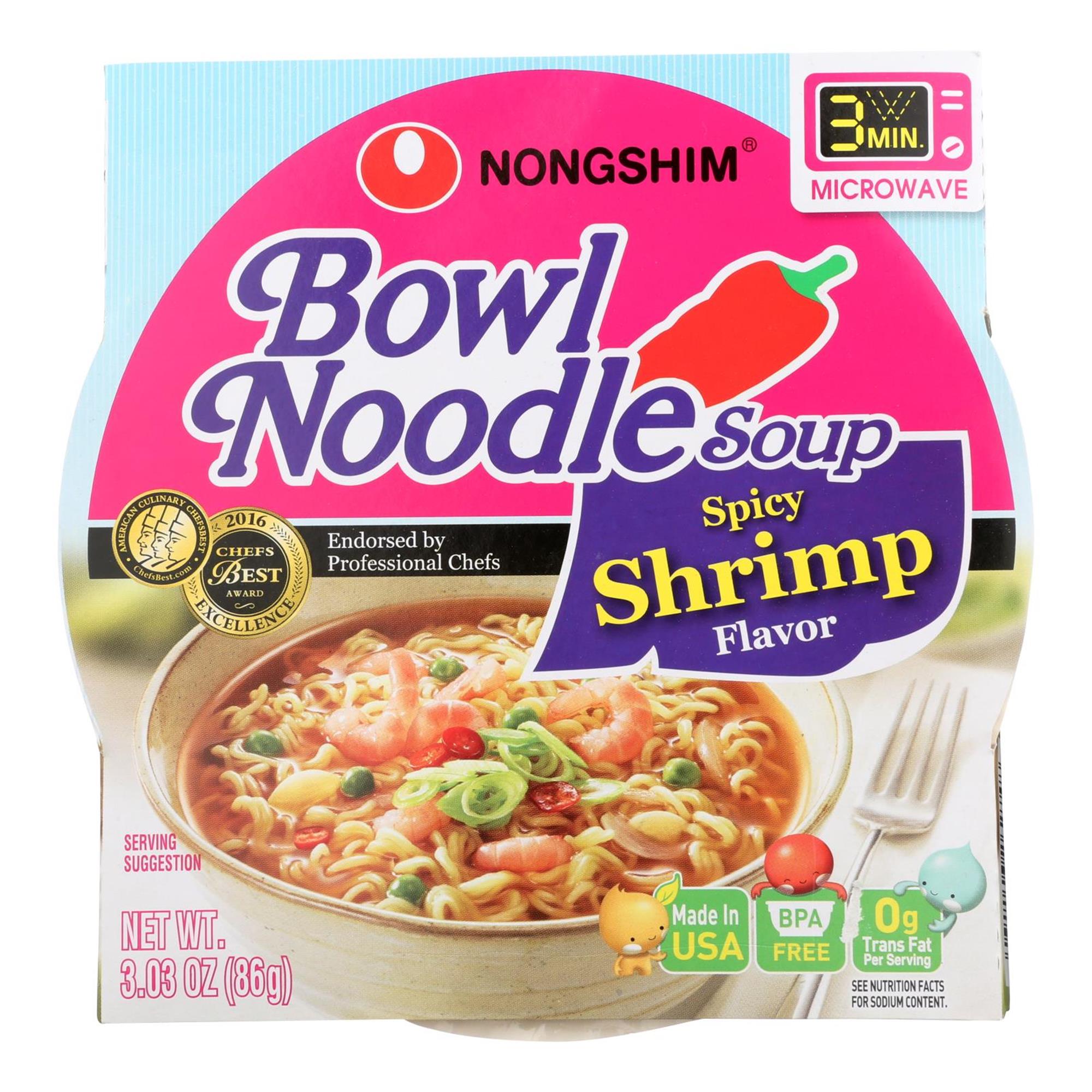 Nongshim, Bowl Noodle Soup Spicy Shrimp, 3.03 Oz(Case of 12)
