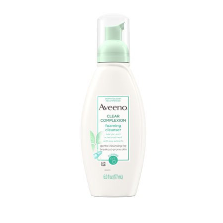 Aveeno Clear Complexion Foaming Facial Cleanser with Soy  6 Fl. Oz Pack of 12