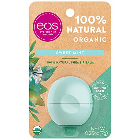 Eos USDA Organic Lip Balm - Sweet Mint | Lip Care to Moisturize Dry Lips | 100% Natural and Gluten Free | Long Lasting Hydration | 0.25 Oz