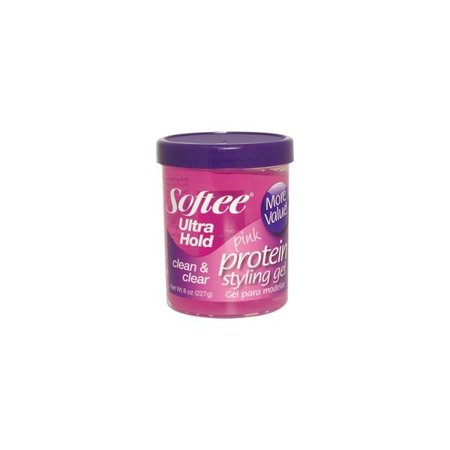 Softee Ultra Hold Pink Protein Styling Gel Hair 8 Oz,Pack of 24