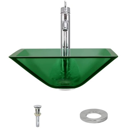 603 Emerald Chrome Bathroom 718 Vessel Faucet Ensemble (Bundle - 4 Items: Vessel Sink  Vessel Faucet  Pop-up Drain  and Sink Ring)