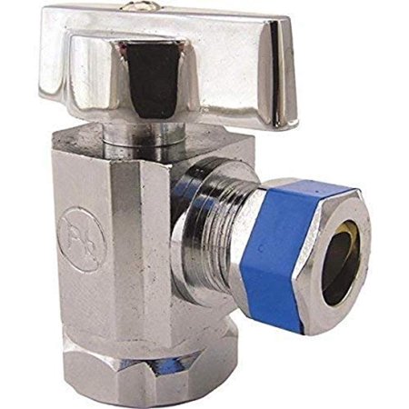 06-9201 Angle Stop Quarter Turn Ball Valves  1/2-Inch Steel Pipe Inlet X 3/8-Inch Compression Outlet  Chrome