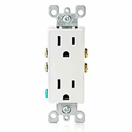 5325-W 15 Amp 125 V Decora Duplex Receptacle Residential Grade, Grounding, White