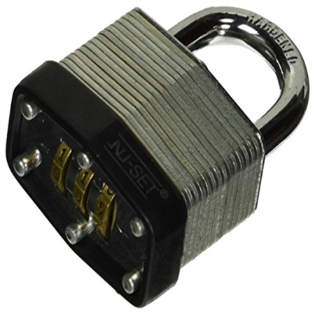NU-SET 4397-1 3-Number Combination Padlock  Laminated Steel  1-1/2-Inch