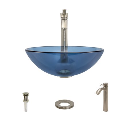 MR Direct 601 Aqua Vessel Sink Ensemble with a Brushed Nickel Finish 726 Faucet  Pop-up Drain  and Sink Ring.