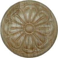 Veneered Oak Wood Applique - Flower Medalion Round Decorative Ornament - 2-3/8  - Onlays & Appliques for Furniture - W3-5796