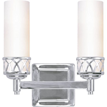 4722-05 Bath Vanity with Hand Blown Satin White Glass Shades, Chrome