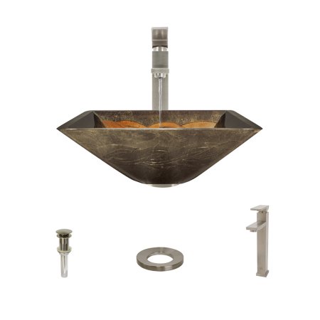 638 Foil Vessel Sink, Brushed Nickel Faucet, Sink Ring, Pop-up Drain