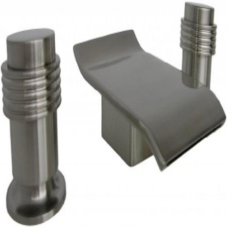 Brushed Nickel Sink Waterfall with Ring Handles - Three Piece Set Includes Hose, Valves, Trim and Pop-up Drain