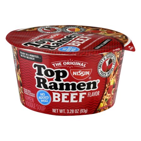 Nissin Foods Top Ramen the Original Ramen Noodle Soup  Beef Flavor  3.28 Oz Bowl  Shelf-Stable