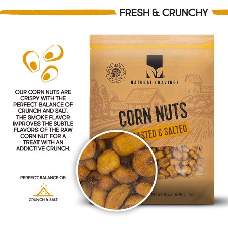 Natural Craving Salted and Roasted Crunchy Corn - Original Toasted Corn Kernels in Resealable Bag - Crunchy Snack - 16oz