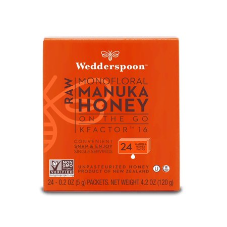 Wedderspoon on the Go Raw Premium Manuka Honey KFactor 16, Unpasteurized, Genuine New Zealand Honey, Multi-Functional, Non-GMO Superfood, 4.0 Ounce (2