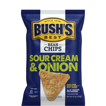 Bush's Best Sour Cream and Onion Bean Chips, Made from Quality Beans, No Artificial Flavor, 6 Oz (Pack-12)