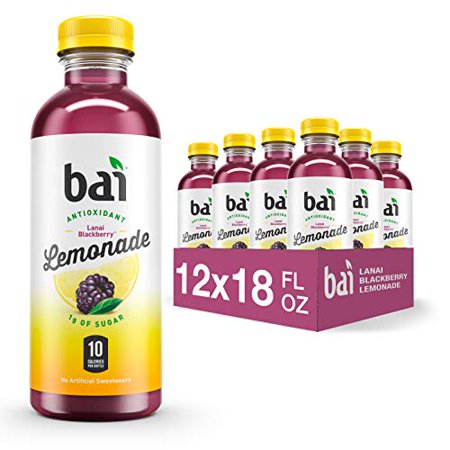 Bai Flavored Water  Lanai Blackberry Lemonade  Antioxidant Infused Drinks  18 Fluid Ounce Bottles  12 Count