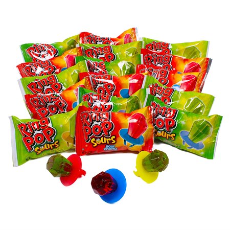 Ring Pop Sours Individually Wrapped Bulk Variety Party Pack â€“ 30Count Candy Lollipop Suckers W/ Assorted Flavors
