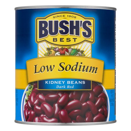 BUSH'S Low Sodium Dark Red Kidney Beans, Plant Based Protein, Canned Beans, 111 Oz