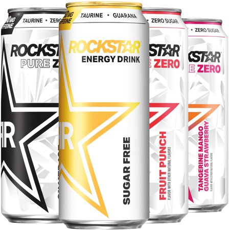 (12 Cans) Rockstar Energy Drink Pure Zero, 4 Flavor Variety Pack, 16 Fl Oz