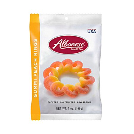 Albanese Confectionery 53349 7 Ounce Gummi Peach Rings (Case of 12)
