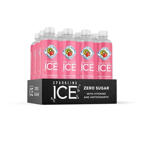 Sparkling Ice, Kiwi Strawberry Sparkling Water, with Antioxidants and Vitamins, Zero Sugar, 17 Fl Oz Bottles (Pack of 12)