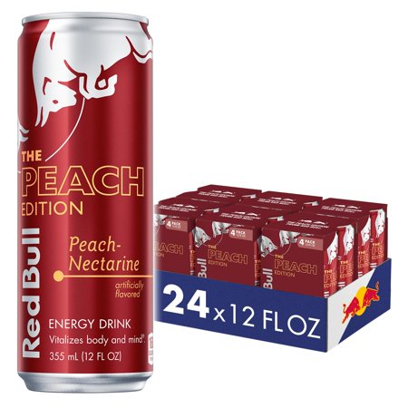 Red Bull Peach Edition Energy Drink  12 Fl Oz  6 Packs of 4 Cans