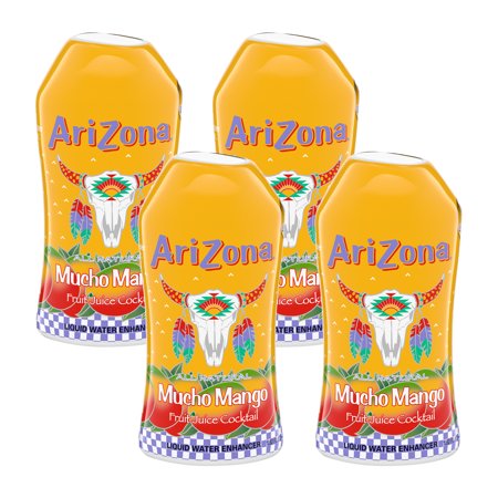 AriZona All Natural Mucho Mango Fruit Juice Cocktail Liquid Drink Mix, 1.62 Fl Oz Bottle (Pack-4)