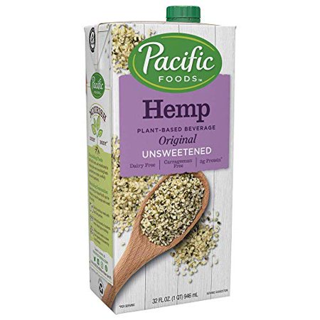 Pacific Foods Hemp Original Unsweetened Plant-Based Beverage, 32oz, 12-pack