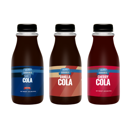 Ralph's SUGAR FREE Sparkling Water Sodamix Flavors  Sweet Cola  Cherry Cola  Vanilla Cola  Three 12oz Bottles