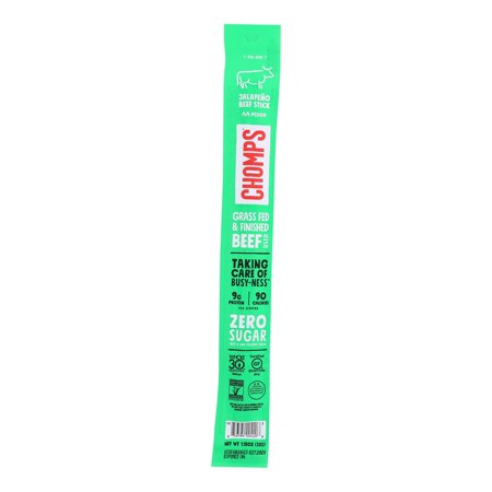 Chomps Beef Sticks - Hoppin Jalapeno - Case of 24 - 1.15 Oz