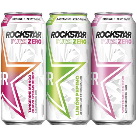 (12 Cans) Rockstar Pure Zero Energy Drink, 3 Flavor Variety Pack, 16 Fl Oz