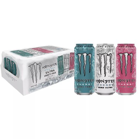 Monster Energy Ultra Variety Pack Zero Ultra  Fiesta and Rosa  16 Fl Oz (24 Pk)