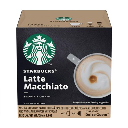 (2 Pack) Starbucks Coffee by Nescafe Dolce Gusto, Latte Macchiato, Coffee Pods, 12 Capsules, Pack of 3