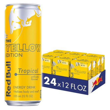 Red Bull Yellow Edition Tropical Energy Drink  12 Fl Oz  6 Packs of 4 Cans