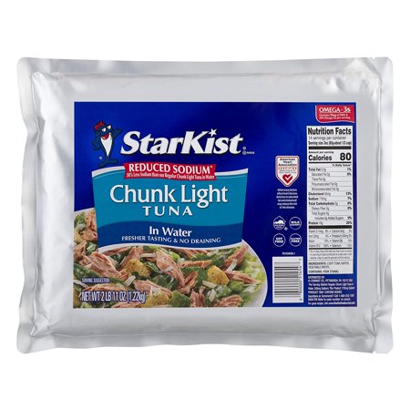 StarKist Reduced Sodium Chunk Light Tuna in Water - 43 Oz Pouch (Pack of 6)