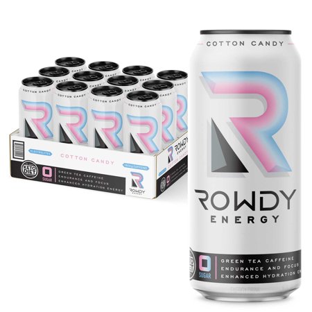 Rowdy Energy  Sugar Free Energy Drink  Cotton Candy  16 Fl Oz  12 Pack